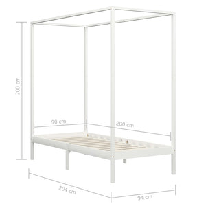 Cadre de lit à baldaquin vidaXL Blanc Bois de pin massif 90 x 200 cm