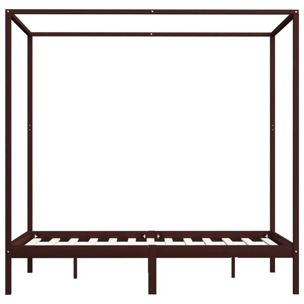 Himmelbett-Gestell Dunkelbraun Massivholz Kiefer 120 x 200 cm