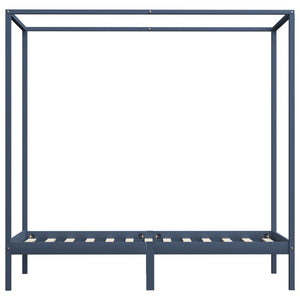 Himmelbett-Gestell Grau Massivholz Kiefer 100 x 200 cm