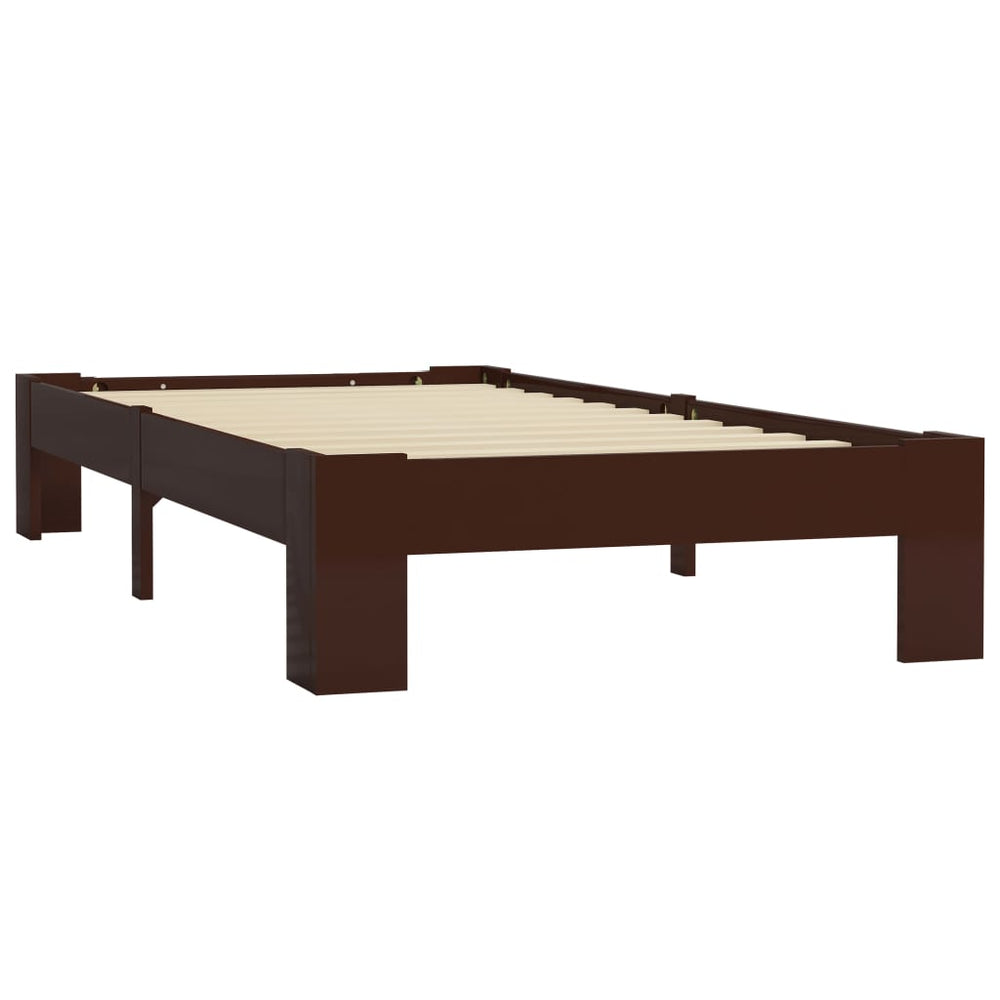 vidaXL Solid Wood Bed Dark Brown Pine 90x200 cm