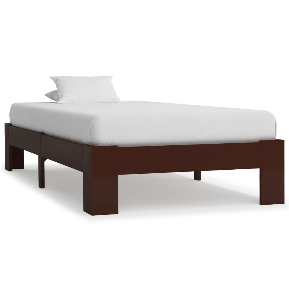 vidaXL Solid Wood Bed Dark Brown Pine 100x200 cm