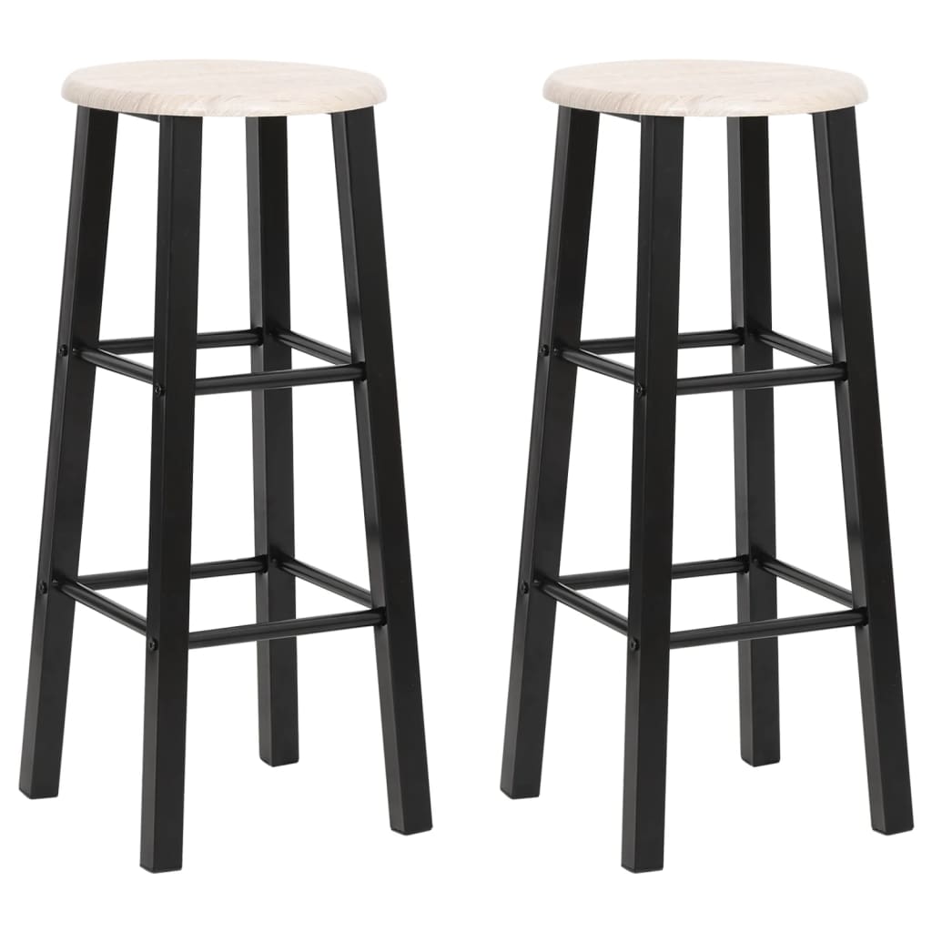 vidaXL Tabourets de bar 2 pcs Noir MDF