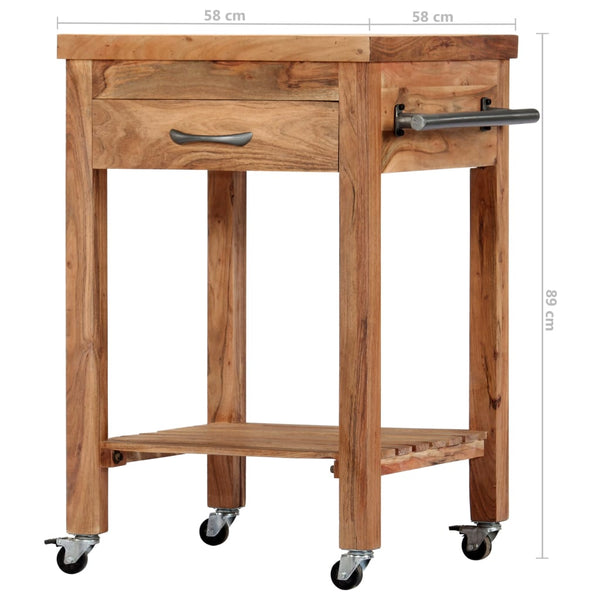 Servierwagen 58x58x89 cm Massivholz Akazie
