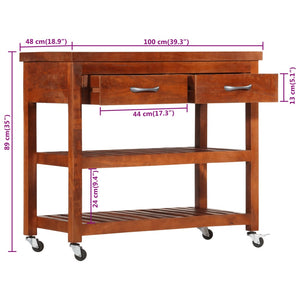 Servierwagen 100x48x89 cm Massivholz Akazie