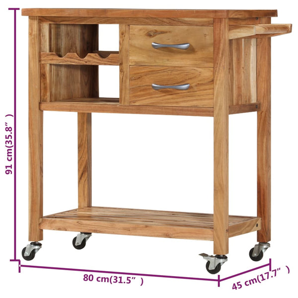 Servierwagen 80x45x91 cm Massivholz Akazie