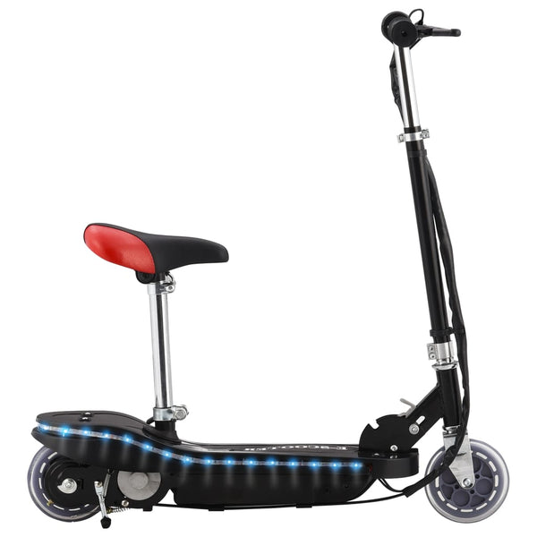 Kinder E-Scooter mit Sitz und LED - Schwarz