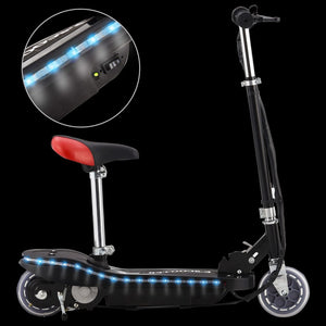 Kinder E-Scooter mit Sitz und LED - Schwarz