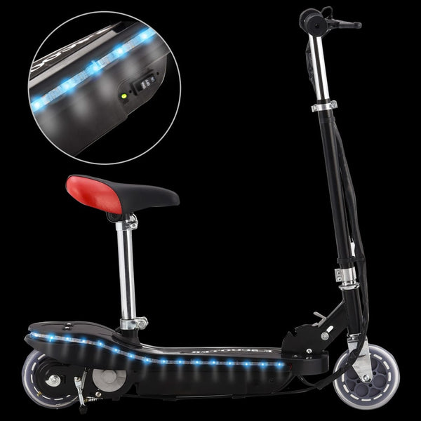 Kinder E-Scooter mit Sitz und LED - Schwarz