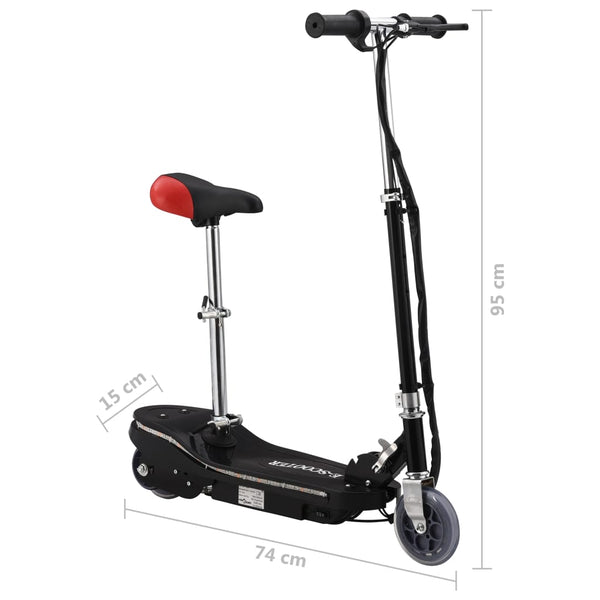 Kinder E-Scooter mit Sitz und LED - Schwarz
