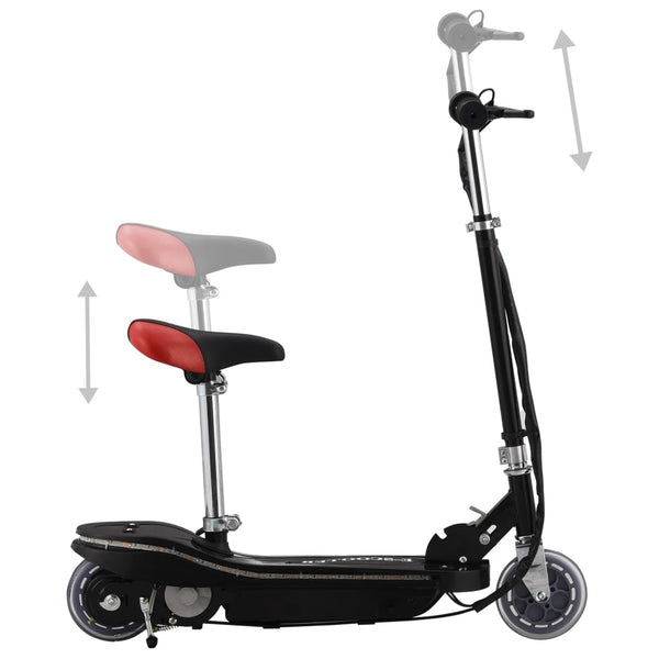 Kinder E-Scooter mit Sitz und LED - Schwarz