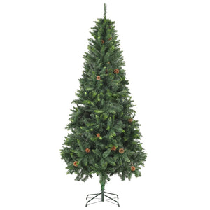 Künstlicher Weihnachtsbaum mit Kiefernzapfen Grün 210 cm