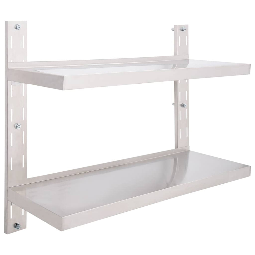 Edelstahl Wandregal mit 2 Ablagen 100x30 cm
