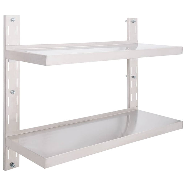 Edelstahl Wandregal mit 2 Ablagen 100x30 cm