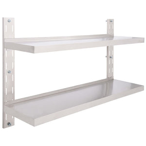 Edelstahl Wandregal mit 2 Ablagen 120x30 cm