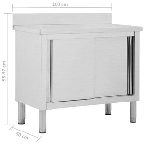 Edelstahl Arbeitsschrank mit Schiebetüren 100x50 cm