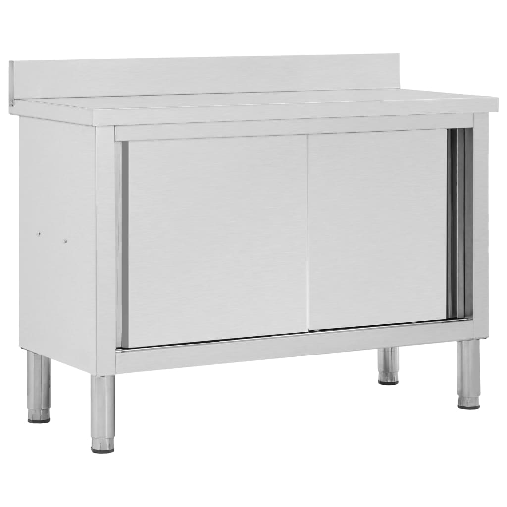 Edelstahl Arbeitsschrank mit Schiebetüren 120 cm