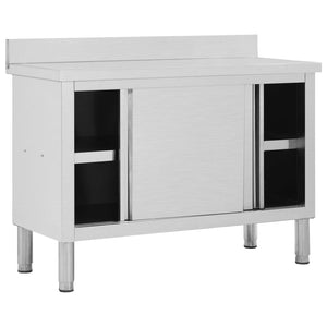Edelstahl Arbeitsschrank mit Schiebetüren 120 cm