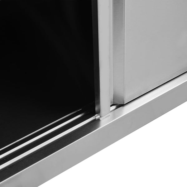Edelstahl Arbeitsschrank mit Schiebetüren 120 cm