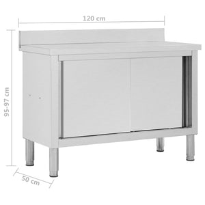 Edelstahl Arbeitsschrank mit Schiebetüren 120 cm