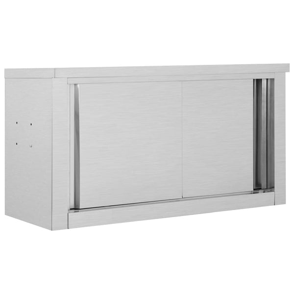 Edelstahl Wandschrank mit Schiebetüren 90cm