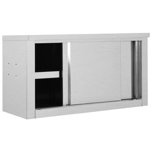 Edelstahl Wandschrank mit Schiebetüren 90cm