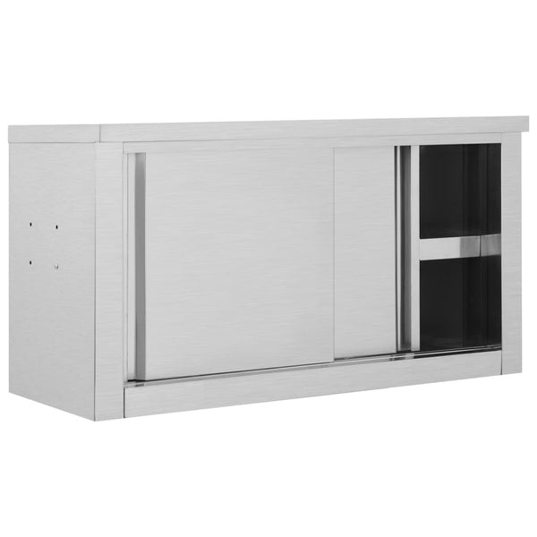 Edelstahl Wandschrank mit Schiebetüren 90cm