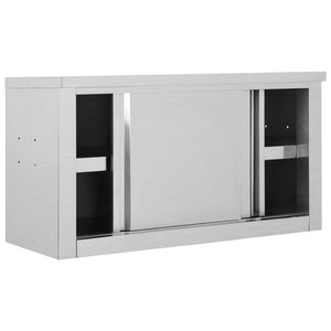 Edelstahl Wandschrank mit Schiebetüren 90cm
