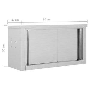 Edelstahl Wandschrank mit Schiebetüren 90cm