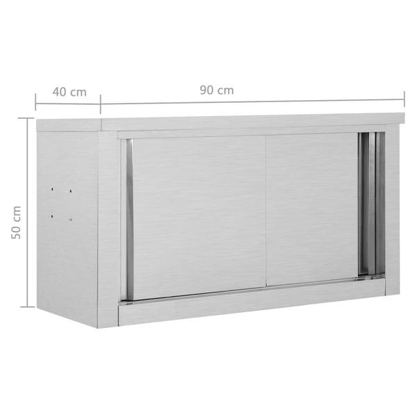 Edelstahl Wandschrank mit Schiebetüren 90cm