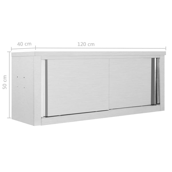 Edelstahl Wandschrank mit Schiebetüren 120 cm