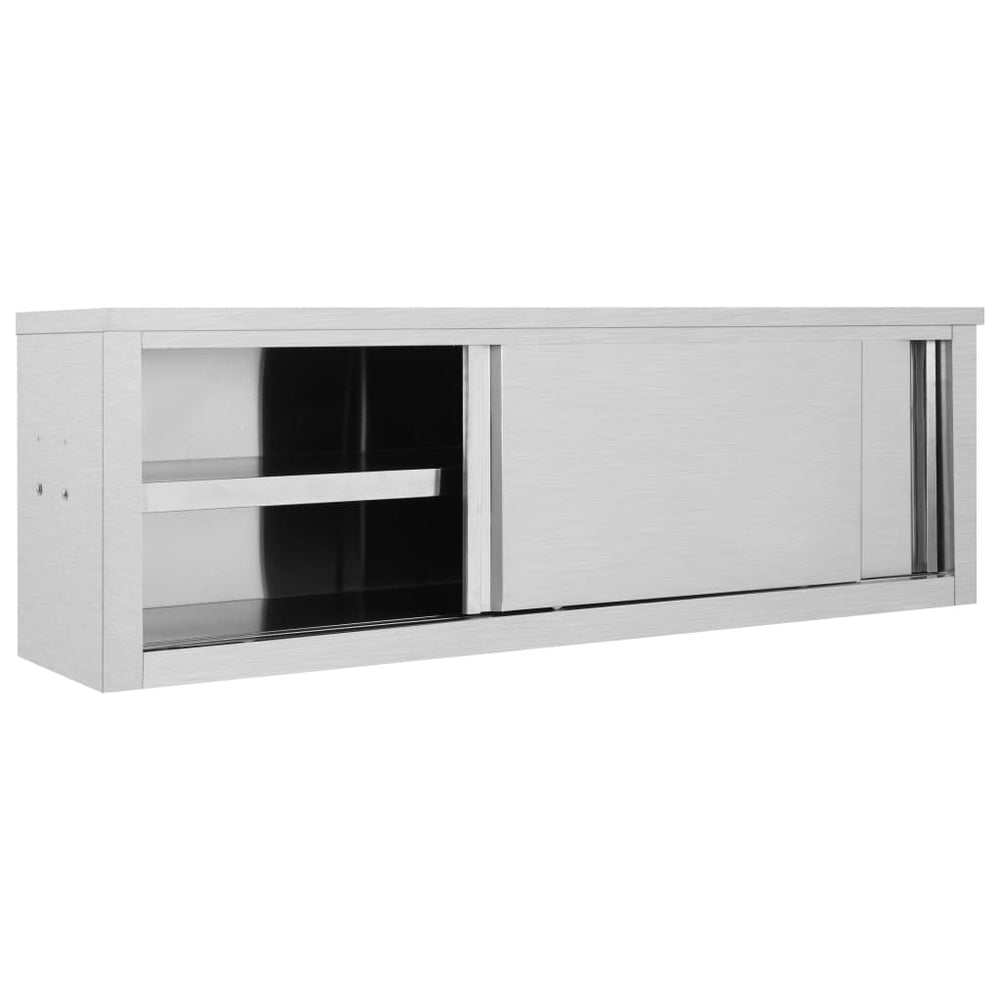 vidaXL Wall Mounted Cabinet with Sliding Doors 150x40x50 cm Stainless Steel