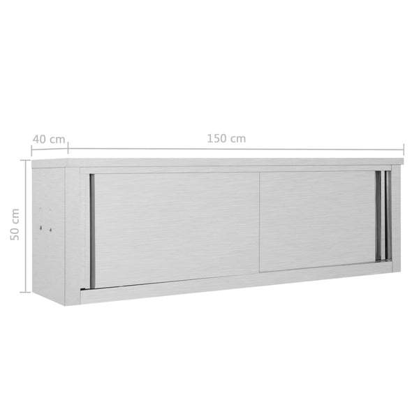 Edelstahl Wandschrank mit Schiebetüren 150 cm