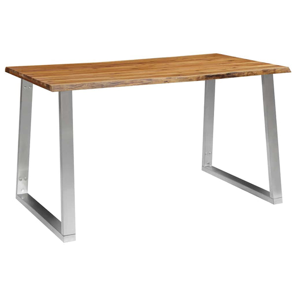 Esstisch 140×80×75 cm Akazie Massivholz und Edelstahl