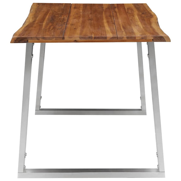 Esstisch 140×80×75 cm Akazie Massivholz und Edelstahl