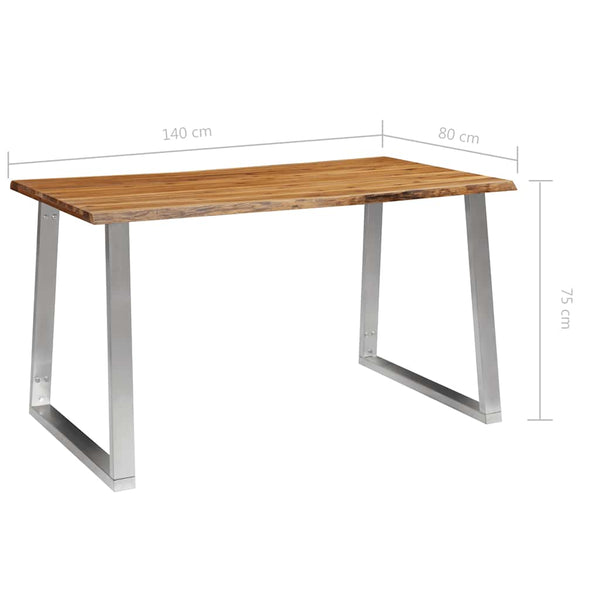 Esstisch 140×80×75 cm Akazie Massivholz und Edelstahl