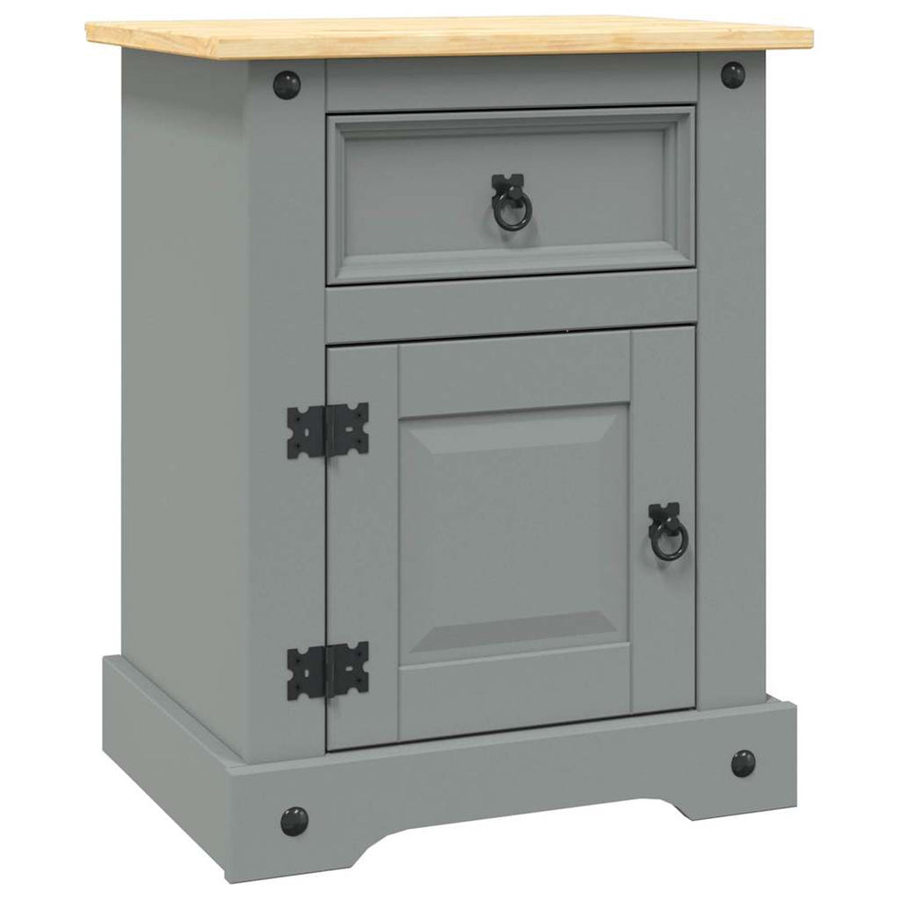Nachttisch im Mexiko-Stil Corona Kiefernholz Grau 53x39x67 cm