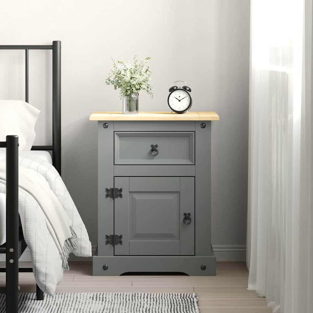Nachttisch im Mexiko-Stil Corona Kiefernholz Grau 53x39x67 cm