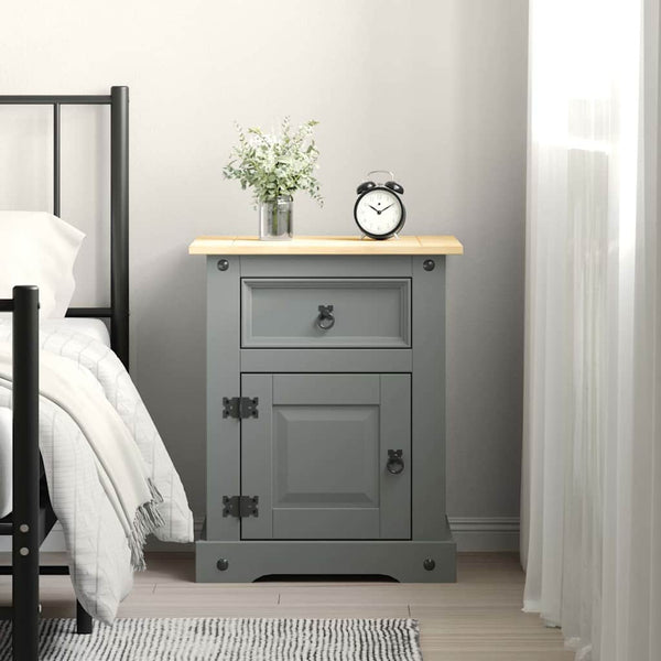 Nachttisch im Mexiko-Stil Corona Kiefernholz Grau 53x39x67 cm