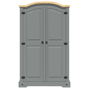Kleiderschrank Mexiko-Stil Kiefernholz 2 Türen Grau