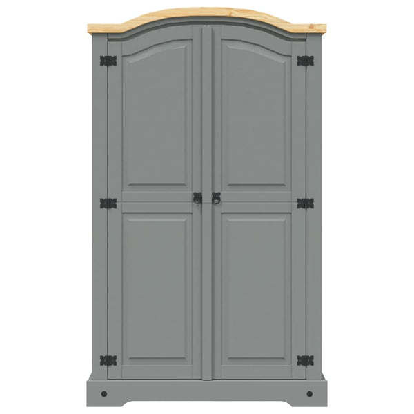Kleiderschrank Mexiko-Stil Kiefernholz 2 Türen Grau