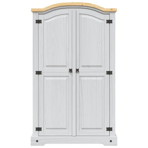 Kleiderschrank Mexiko-Stil Kiefernholz 2 Türen Weiß