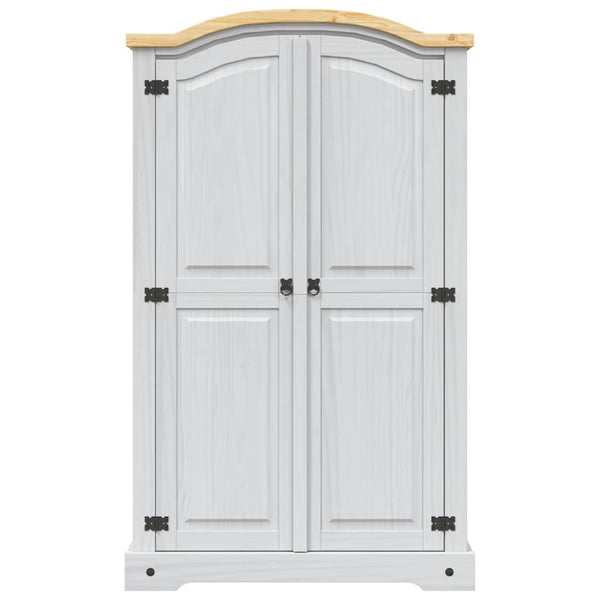 Kleiderschrank Mexiko-Stil Kiefernholz 2 Türen Weiß