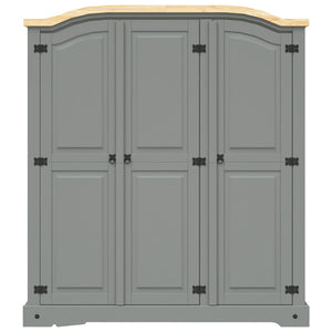 Kleiderschrank Mexiko-Stil Kiefernholz 3 Türen Grau