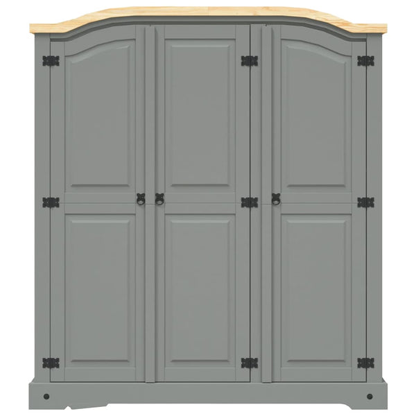 Kleiderschrank Mexiko-Stil Kiefernholz 3 Türen Grau