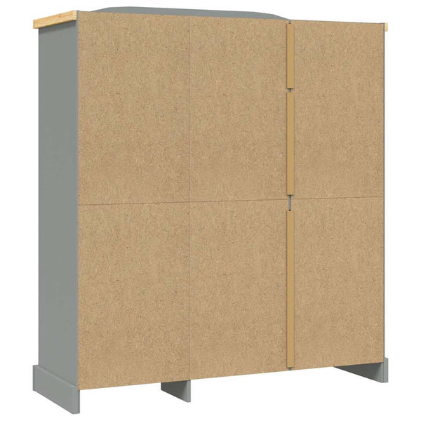Kleiderschrank Mexiko-Stil Kiefernholz 3 Türen Grau