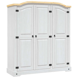 Kleiderschrank Mexiko-Stil Kiefernholz 3 Türen Weiß