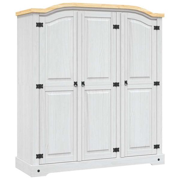 Kleiderschrank Mexiko-Stil Kiefernholz 3 Türen Weiß