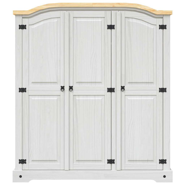 Kleiderschrank Mexiko-Stil Kiefernholz 3 Türen Weiß