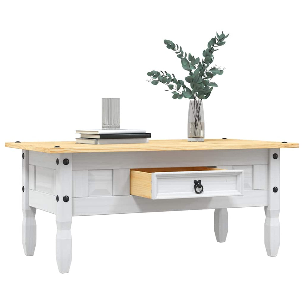 vidaXL Table basse style mexicain pin blanc 100x55x44 cm