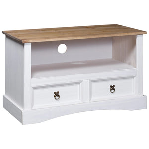 Meuble TV vidaXL style mexicain pin massif blanc 91x43x56 cm